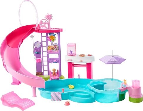 Barbie Dream Pool Playset with 6 Play Areas, Including Slide & Bubbling Hot Tub, Plus 20+ Accessories Like Pet, Floaties & More in Saudi Arabia