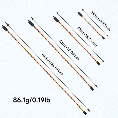 Crazepony Twisted Servo Extension Cable w/Safety Clip - 20AWG 60 Core Male to Female Servo Extension Cable Twisted Wire for RC Vehicles, Drones, E-Bikes, RC Model - 10 Pack (30CM/11.81in) in Kuwait