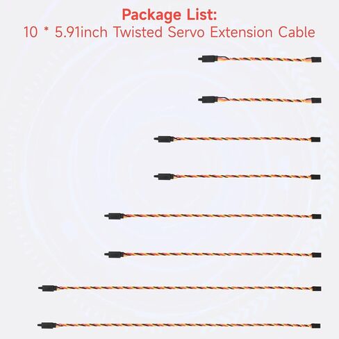 Crazepony Twisted Servo Extension Cable w/Safety Clip - 20AWG 60 Core Male to Female Servo Extension Cable Twisted Wire for RC Vehicles, Drones, E-Bikes, RC Model - 10 Pack (30CM/11.81in) in Kuwait