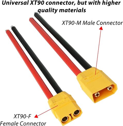 XT90 Connector Plug Cable - 5 Pairs Female and Male XT90H Extension Cables with 10AWG 150mm Silicon Wire Cables for RC Lipo Battery Connectors Drone Car Boat (XT90 Connector 10AWG 150mm) in Kuwait
