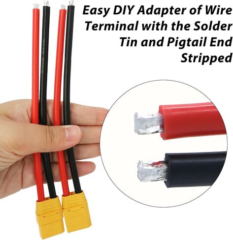 XT90 Connector Plug Cable - 5 Pairs Female and Male XT90H Extension Cables with 10AWG 150mm Silicon Wire Cables for RC Lipo Battery Connectors Drone Car Boat (XT90 Connector 10AWG 150mm) in Kuwait