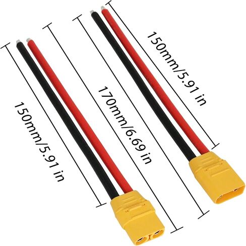 XT90 Connector Plug Cable - 5 Pairs Female and Male XT90H Extension Cables with 10AWG 150mm Silicon Wire Cables for RC Lipo Battery Connectors Drone Car Boat (XT90 Connector 10AWG 150mm) in Kuwait