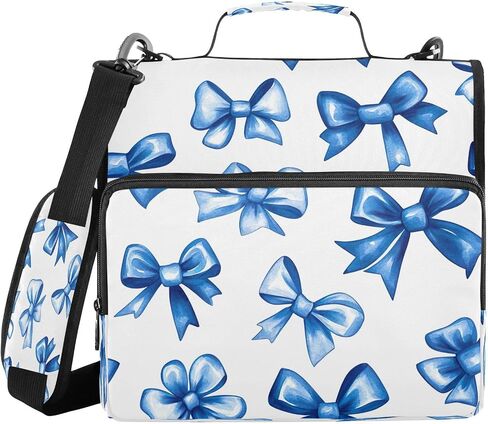 Blue Bow 3 Ring Binder,500 Sheets Capacity Zipper Binder Organizer with Shoulder Strap & Handle in Saudi Arabia