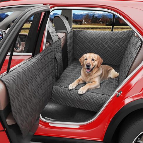 Dog Car Seat Cover for Back Seat- Heavy Duty Waterproof- Hard Bottom Backseat Extender Fits Sedan SUV & Small Truck, Full Coverage for Doors, Rear Seats & Front Headrests in Saudi Arabia