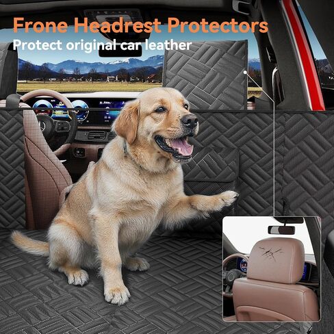 Dog Car Seat Cover for Back Seat- Heavy Duty Waterproof- Hard Bottom Backseat Extender Fits Sedan SUV & Small Truck, Full Coverage for Doors, Rear Seats & Front Headrests in Saudi Arabia