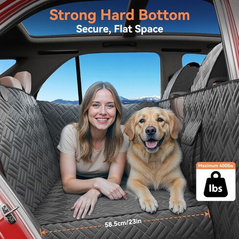 Dog Car Seat Cover for Back Seat- Heavy Duty Waterproof- Hard Bottom Backseat Extender Fits Sedan SUV & Small Truck, Full Coverage for Doors, Rear Seats & Front Headrests in Saudi Arabia