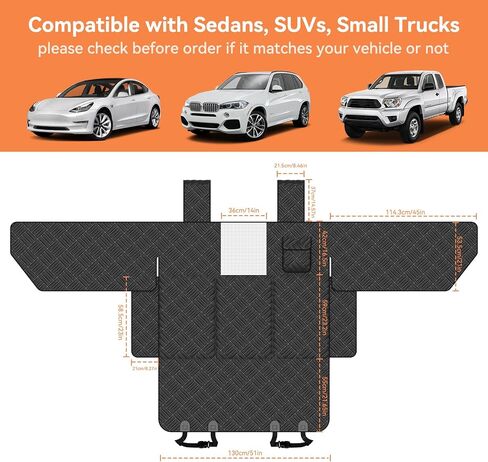 Dog Car Seat Cover for Back Seat- Heavy Duty Waterproof- Hard Bottom Backseat Extender Fits Sedan SUV & Small Truck, Full Coverage for Doors, Rear Seats & Front Headrests in Saudi Arabia