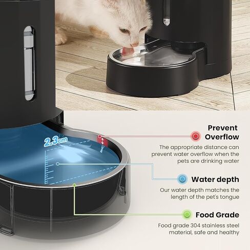 CZPET Automatic 4L/135Oz/1Gal Cat Water Dispenser with Stainless Steel Bowl, Gravity Waterer for Small Medium Dog Puppy Kitten (Black) in Kuwait