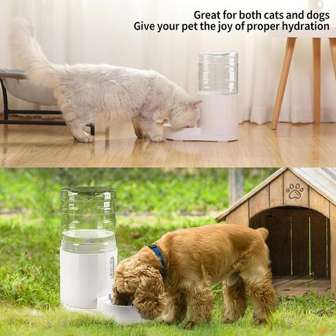 CZPET Automatic 4L/135Oz/1Gal Cat Water Dispenser with Stainless Steel Bowl, Gravity Waterer for Small Medium Dog Puppy Kitten (Black) in Kuwait