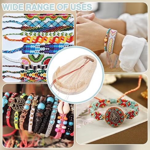 Benecreat Wooden Bracelet Maker ، لوحة تلوح في الأفق بلوح مع 42 ٪ cudgels للحياكة متعددة الأدوات ، وحرف الرسغ ، وصنع سوار ، 9x5.9x0.6inch in Kuwait