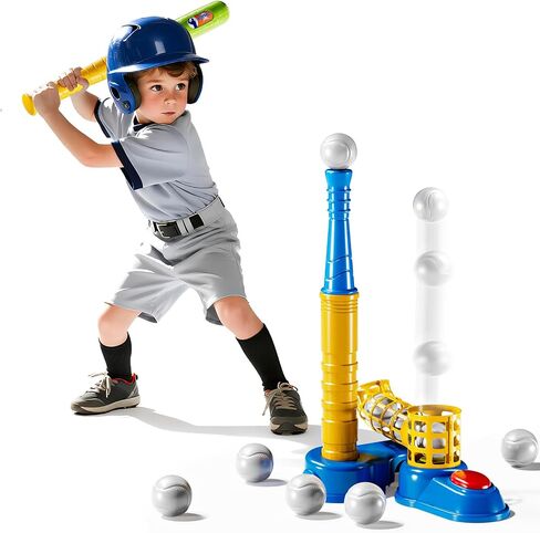 T Ball Sets for Kids 3-5, Baseball T-Ball Set with 10 Balls, Outdoor Sport Toy Games for 3-12 Year Old Boys Girls Toddlers, Training Batting Tee for Backyard and Lawn Play in Kuwait