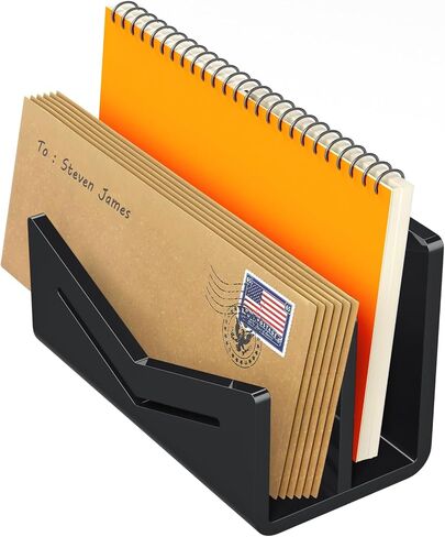 Beego Envelope and Mail Organizer Contertop - Black Acrylic Desk Organizer Letter Holder File Desktop File Sorter Bill Docum in Kuwait