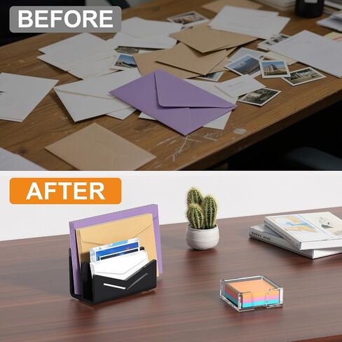 Beego Envelope and Mail Organizer Contertop - Black Acrylic Desk Organizer Letter Holder File Desktop File Sorter Bill Docum in Kuwait