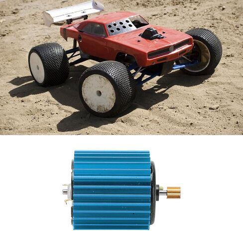 2 Speed ​​370 محرك مصقول ، محرك فرشاة RC ، تبديد الحرارة عالية السرعة عالية الكفاءة RC فرشاة المعادن مع معارف الحرارة للسيارة WPL RC (الأزرق) in Kuwait