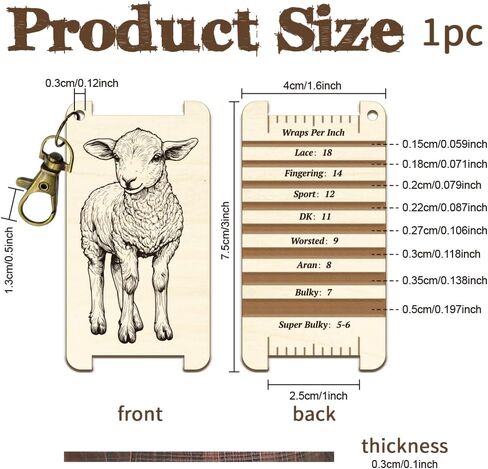 أداة التحكم في غزل الأغنام ARRICRARFT ، غزل زخرفي WPI دليل مع مرشد CLASP WOOD YARN WRAV in Kuwait