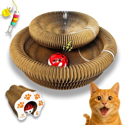 Kitty Kurlz Cat Scratcher - Fun Cat Stuff ولعب هريرة مع لعبة الهدايا ، تحمي الأثاث عن طريق إعادة توجيه الخدش ، حل متين للقطط والقطط in Kuwait