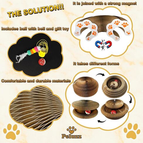 Kitty Kurlz Cat Scratcher - Fun Cat Stuff ولعب هريرة مع لعبة الهدايا ، تحمي الأثاث عن طريق إعادة توجيه الخدش ، حل متين للقطط والقطط in Kuwait