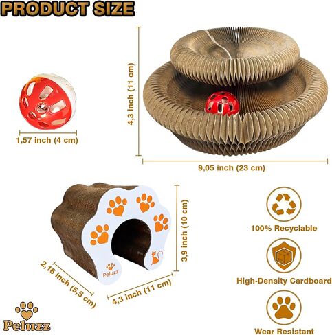 Kitty Kurlz Cat Scratcher - Fun Cat Stuff ولعب هريرة مع لعبة الهدايا ، تحمي الأثاث عن طريق إعادة توجيه الخدش ، حل متين للقطط والقطط in Kuwait