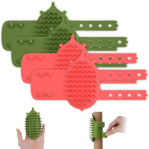 4pcs Cat Face Scratcher, Adjustable Silicone Cat Self Groomer Corner Scratcher, Soft Cats Corner Brush, for Climbing Frames and Table Legs, Reduces Hair Loss, Scratching, Green, Yellow in Kuwait