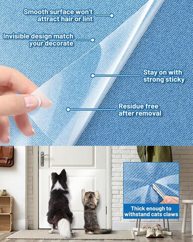 Anti Cat Scratch Furniture Protector,Clear Self-Adhesive Furniture Protectors for Apply Scratching Deterrent and Shield for Sofa Corners, Walls, Doors with 30 Twist Pins(118in x 7.9in) in Kuwait