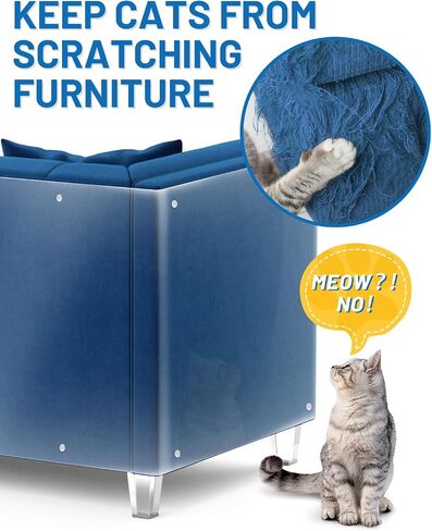Anti Cat Scratch Furniture Protector,Clear Self-Adhesive Furniture Protectors for Apply Scratching Deterrent and Shield for Sofa Corners, Walls, Doors with 30 Twist Pins(118in x 7.9in) in Kuwait