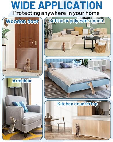 Anti Cat Scratch Furniture Protector,Clear Self-Adhesive Furniture Protectors for Apply Scratching Deterrent and Shield for Sofa Corners, Walls, Doors with 30 Twist Pins(118in x 7.9in) in Kuwait
