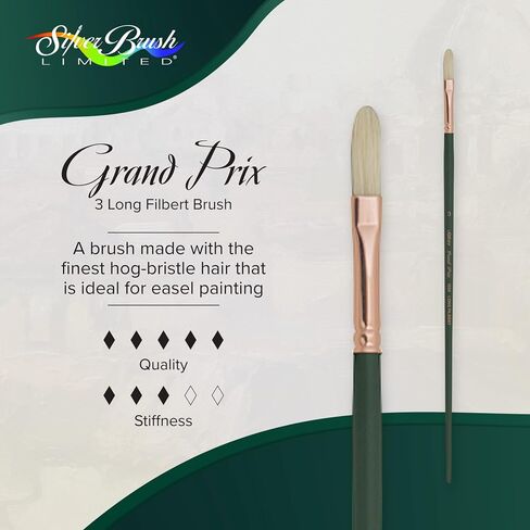 Silver Brush Limited 1032-3 Grand Prix Long Filbert Paintbrush for Oil Painting, Size 3, Long Handle in Saudi Arabia
