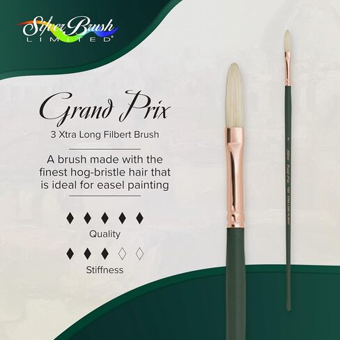 Silver Brush Limited 1027-4 Grand Prix Xtra Long Filbert Paintbrush for Oil Painting, Size 4, Long Handle in Saudi Arabia