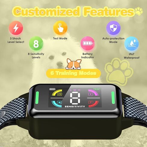Dog Bark Collar Automatic Shock Collar Rechargeable Anti-Bark Training Collar Multifunctional Waterproof Dogs Stop Barker with 6 Safe Training Modes for Dog Weighing Over 8 Pounds (Black) in Saudi Arabia