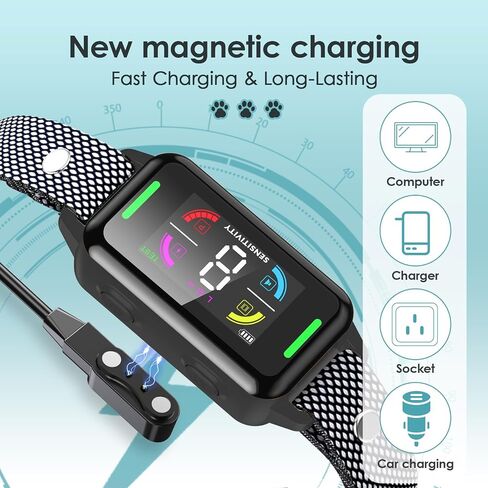 Dog Bark Collar Automatic Shock Collar Rechargeable Anti-Bark Training Collar Multifunctional Waterproof Dogs Stop Barker with 6 Safe Training Modes for Dog Weighing Over 8 Pounds (Black) in Saudi Arabia