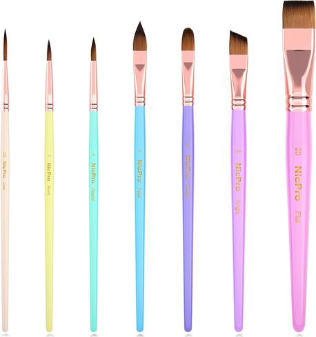 مجموعة فرشاة الطلاء على الوجه Nicpro 7pcs ، فنان الباستيل الجمالي للطلاء للطلاء على وجه الجسم ، غواش زيت مائي أكريليك ، فرش الطلاء المهنية لمجموعة كوزبلاي كوزبلاي. in Kuwait