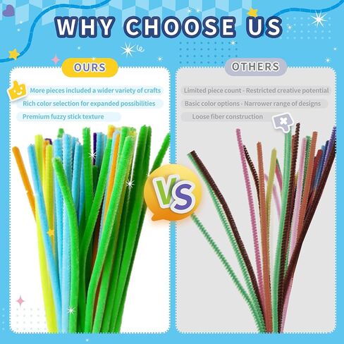1200 Pcs Chenille Pipe Cleaners for Crafts – 24 Assorted Colors Fuzzy Sticks, DIY Art Supplies for Kids, Classroom Projects & Decorations in Saudi Arabia