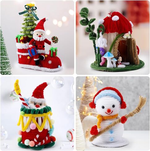 Caydo 300 Pieces Brown Pipe Cleaners, Thick Fluffy Chenille Stems, Pipe Cleaner Crafts for Arts & Crafts, Perfect for Making Animals, Flowers, and Festive Decorations in Saudi Arabia