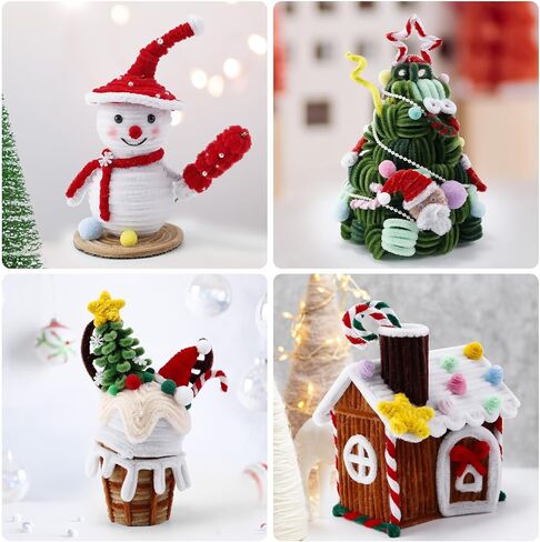Caydo 300 Pieces Brown Pipe Cleaners, Thick Fluffy Chenille Stems, Pipe Cleaner Crafts for Arts & Crafts, Perfect for Making Animals, Flowers, and Festive Decorations in Saudi Arabia