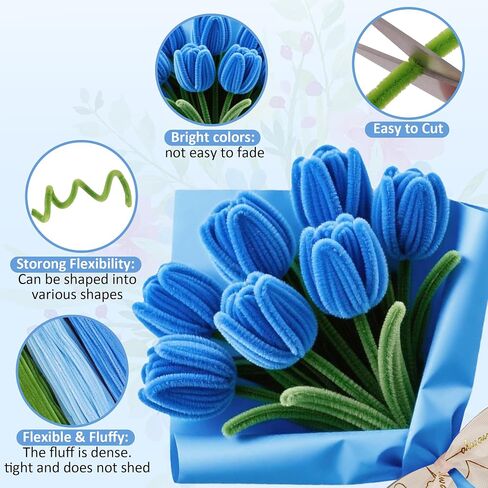 500 Pcs Pipe Cleaners Craft Kit for Flower Making, Complete DIY Flower Craft Set with Chenille Stems, Craft Wire, Stamen, Tape, Ribbon & More, Perfect for Arts, Gifts & Decorations in Saudi Arabia