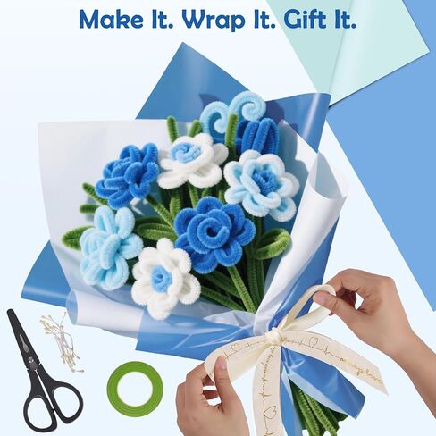 500 Pcs Pipe Cleaners Craft Kit for Flower Making, Complete DIY Flower Craft Set with Chenille Stems, Craft Wire, Stamen, Tape, Ribbon & More, Perfect for Arts, Gifts & Decorations in Saudi Arabia