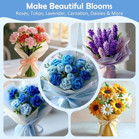 500 Pcs Pipe Cleaners Craft Kit for Flower Making, Complete DIY Flower Craft Set with Chenille Stems, Craft Wire, Stamen, Tape, Ribbon & More, Perfect for Arts, Gifts & Decorations in Saudi Arabia