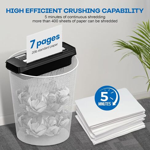 Paper Shredder للاستخدام المنزلي ، 7 ورقة قطع قطعة صغيرة من الورق بدون سلة للمكتب المنزلي ، تصميم ذراع قابلة للتمديد المحمولة مع حماية ارتفاع درجة الحرارة ، إثبات المربى in Kuwait