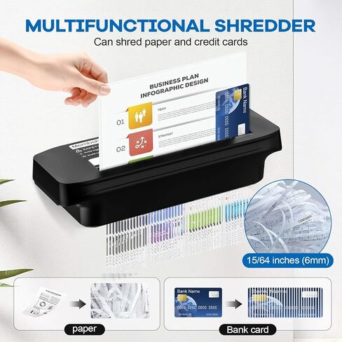 Paper Shredder للاستخدام المنزلي ، 7 ورقة قطع قطعة صغيرة من الورق بدون سلة للمكتب المنزلي ، تصميم ذراع قابلة للتمديد المحمولة مع حماية ارتفاع درجة الحرارة ، إثبات المربى in Kuwait