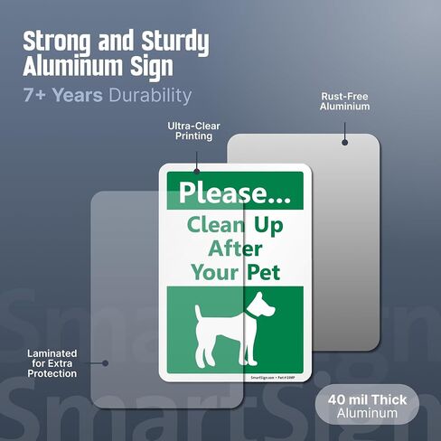SmartSign Please Clean Up After Your Pet Yard Sign & Clip-On Preloaded Dispenser Combo/Kit with 135 Dog Poop Waste Bags, 7"x10" Rust-proof Aluminum Sign with 18-inch Steel Stake in Saudi Arabia
