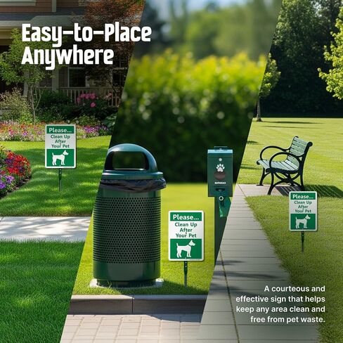 SmartSign Please Clean Up After Your Pet Yard Sign & Clip-On Preloaded Dispenser Combo/Kit with 135 Dog Poop Waste Bags, 7"x10" Rust-proof Aluminum Sign with 18-inch Steel Stake in Saudi Arabia