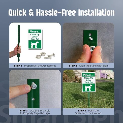 SmartSign Please Clean Up After Your Pet Yard Sign & Clip-On Preloaded Dispenser Combo/Kit with 135 Dog Poop Waste Bags, 7"x10" Rust-proof Aluminum Sign with 18-inch Steel Stake in Saudi Arabia