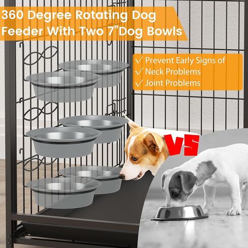 57" Dog Crate Furniture with Storage Shelves, Indoor Kennel for Medium Large Dogs, Removable Tray & Divider, Gray Pet House Blends As Bookshelf/Console Table, Grey in Saudi Arabia