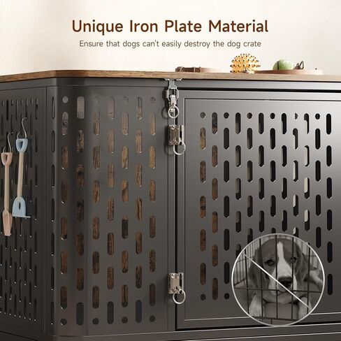 43.7 "أثاث قفص الكلاب مع عجلات ، وتربية الكلاب الشاقة الداخلية مع فليب أعلى ووسادة للكلاب المتوسطة ، قفص الحيوانات الأليفة مقاوم للهروب ومضغ للحيوانات الأليفة عالية القلق ، تزين كحامل تلفزيوني in Kuwait