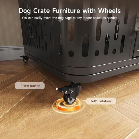 43.7 "أثاث قفص الكلاب مع عجلات ، وتربية الكلاب الشاقة الداخلية مع فليب أعلى ووسادة للكلاب المتوسطة ، قفص الحيوانات الأليفة مقاوم للهروب ومضغ للحيوانات الأليفة عالية القلق ، تزين كحامل تلفزيوني in Kuwait