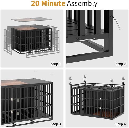 49" Heavy Duty Dog Crate Furniture, Wooden Dog Crates for Large and Medium Dogs, Dog Kennel Indoor with Removable Tray, Decorative Pet House End Table, Brown (49" L x 30" W x 35" H) in Saudi Arabia