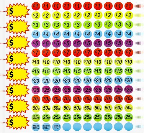 1560 PCS ملصقات أسعار بيع المرآب القابلة للإزالة ، 1400pcs ملصقات سعر بيع الفناء و 160pcs علامات أميرة فارغة ، سعر لأسواق السلع المستعملة ، معارض المقاطعة واستخدام التجزئة in Kuwait