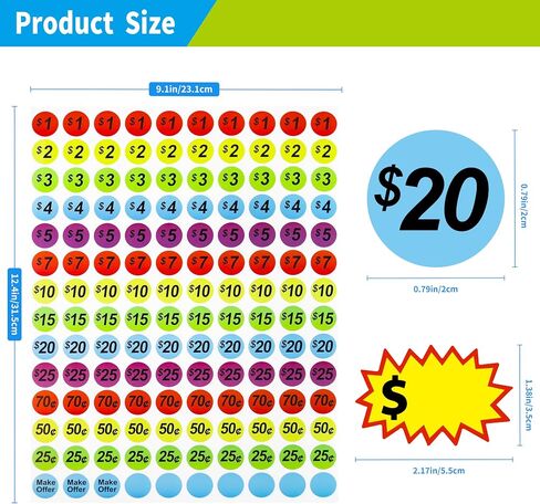 1560 PCS ملصقات أسعار بيع المرآب القابلة للإزالة ، 1400pcs ملصقات سعر بيع الفناء و 160pcs علامات أميرة فارغة ، سعر لأسواق السلع المستعملة ، معارض المقاطعة واستخدام التجزئة in Kuwait