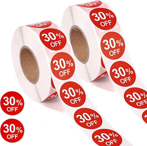 2000pcs 50% Discount Stickers, 1in Round Self Adhesive 50 Percent Off Signs Promotion Labels Price Markers Sales Reduced Tags for Retail Stores Supermarkets Shops (Red) in Saudi Arabia