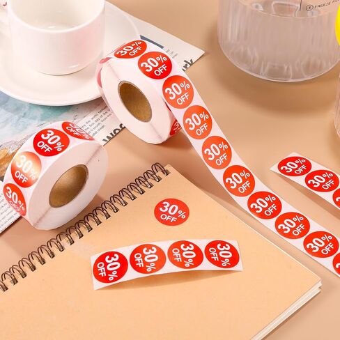 2000pcs 50% Discount Stickers, 1in Round Self Adhesive 50 Percent Off Signs Promotion Labels Price Markers Sales Reduced Tags for Retail Stores Supermarkets Shops (Red) in Saudi Arabia